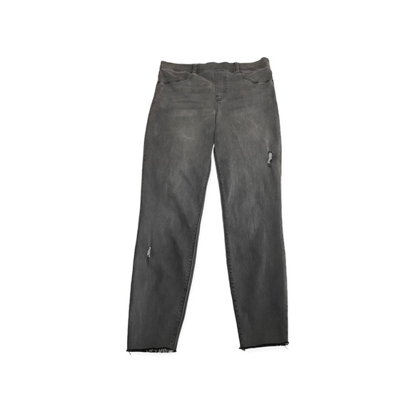 SPANX Gray Distressed Ankle Skinny Jeans Leggings Jeggings Large Stretch Denim - Picture 4 of 13